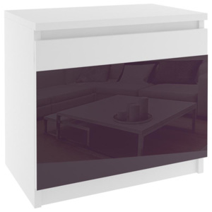 Noční stolek Beauty 1 - bílá / fialový lesk
