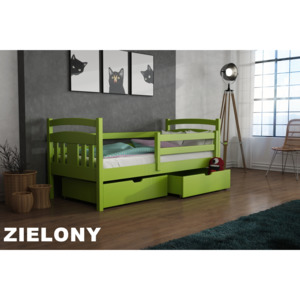 Masivní postel KATE 90x200 cm s úložným prostorem - zelená