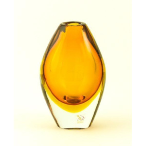 Murano Luxury Glass Skleněná váza Oliva Topazio 17 cm