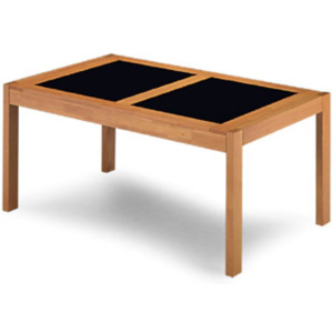 Jídelní stůl rozkl.160+40+40x90cm,barva buk/černé sklo