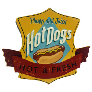 Nástěnná cedule Novita Hot Dogs, 35 x 30 cm