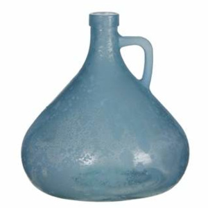 Skleněná lahev široká CAITLIN 18cm modrá