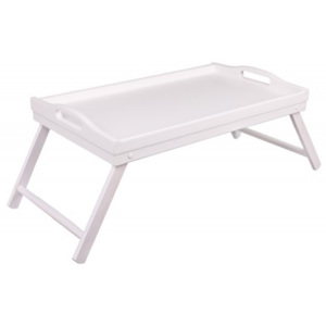ČistéDřevo Dřevěný servírovací stolek do postele 50x30 cm bílý