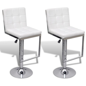Otočné barové židle, 2 ks, umělá kůže, bílá