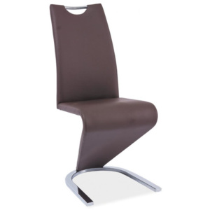 Jídelní čalouněná židle H-090 hnědá/chrom