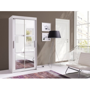 Moderní šatní skříň KARO 100 Bílý / Bílý + Zrcadla
