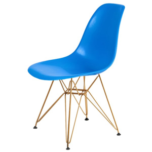 KHome Židle DSR GOLD modrá č.11 - kovově zlatavý základ