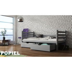 Masivní postel SIMON 80x200 cm s úložným prostorem - šedá