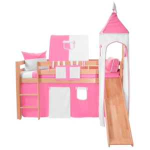 Růžovo-bílý bavlněný hradní set pro dětské patrové postele Mobi furniture Luk a Tom