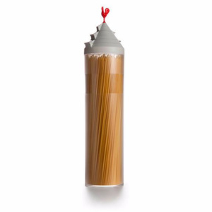 Dóza s dávkovačem špaget SPAGHETTI TOWER OTOTO Design (Barva - průhledná, béžová, na víku červený kohout, plast)