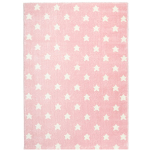 Dětský koberec LITTLE STARS růžová/bílá