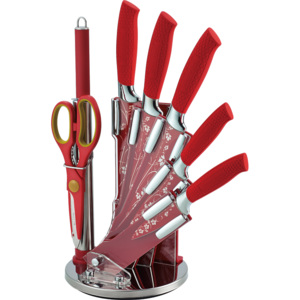 Royalty Line 8-dílná sada nožů, nůžek a ocílky RL-F8W-RED potažených antiadhezní vrstvou