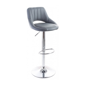 Barová židle G21 Aletra grey, koženková, prošívaná, šedá
