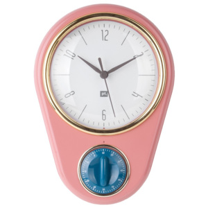PRESENT TIME Nástěnné hodiny s kuchyňským časovačem růžové, Vemzu