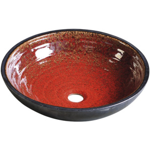 SAPHO ATTILA keramické umyvadlo, průměr 44cm, tomatová červeň/petrolejová DK007