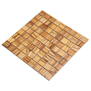 Zebrano mozaika- dřevěný obklad 30 x 30 mm (Dřevěná mozaika, obklad z masivního dřeva. Dekorativní výzdoba stěn v interiéru, vč. koupelen a kuchyní.)