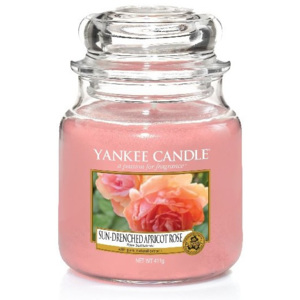 Vonná svíčka Yankee Candle Sun-Drenched Apricot Rose - Vyšisovaná meruňková růže Classic Střední 411 GRAMŮ