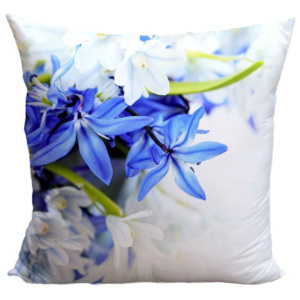 Polštář Modré a bílé květy 40x40 cm
