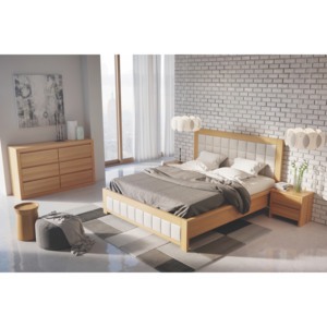 Dubová ložnice s čalouněnou postelí Dub VIP