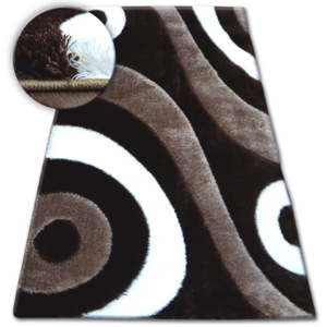 Kusový koberec Shaggy SPACE Circles 3D tmavě hnědý 80x150