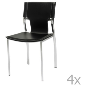 Sada 4 černých kožených jídelních židlí Furnhouse Jacob