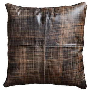 Hnědý kožený polštář Fuhrhome Cairo, 45 x 45 cm