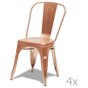 Sada 4 židlí v měděné barvě Furnhouse Korona