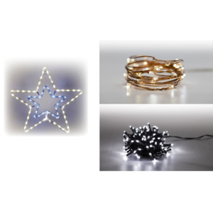 Marimex | Sada LED osvětlení (Svítící hvězda + Svítící struna + světelný řetěz 100 LED 5 m. - studená bílá) | 19900055