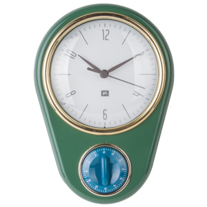 PRESENT TIME Nástěnné hodiny s kuchyňským časovačem tmavě zelené, Vemzu