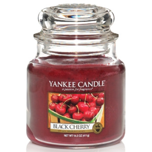 Vonná svíčka Yankee Candle Black Cherry - Zralé třešně Classic Střední 411 GRAMŮ