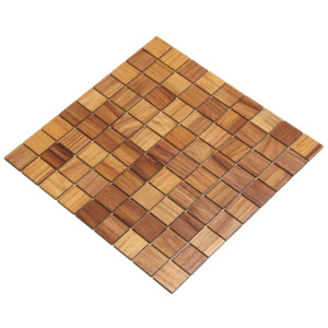 Teak mozaika- dřevěný obklad 30 x 30 mm (Dřevěná mozaika, obklad z masivního dřeva. Dekorativní výzdoba stěn v interiéru, vč. koupelen a kuchyní.)