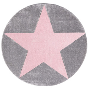 Dětský koberec STAR stříbrno-šedá/růžová