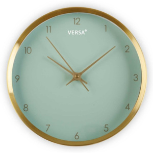 Zelené hodiny s rámem ve zlaté barvě Versa Runna, ⌀ 25,8 cm