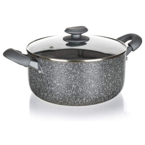 BANQUET GRANITE Hrnec s nepřilnavým povrchem PR 24 x 11 cm, se skleněnou poklicí 40051324