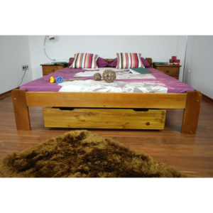 Kvalitní 120 x 200 postel z borovicového dřeva Eleanora 04 - ořech