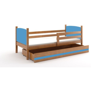 Dětská postel BRENEN + matrace + rošt ZDARMA, 80x190, olše, blankytná