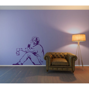 GLIX Banksy "Einstein" - samolepka na zeď Fialová 75 x 50 cm