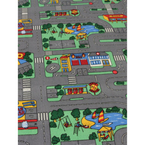 Domo Dětský koberec metráž Playground Filc b.965 šedý, silnice šíře 4 m