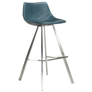 Modrá barová židle s ocelovým podnožím DAN–FORM Pitch