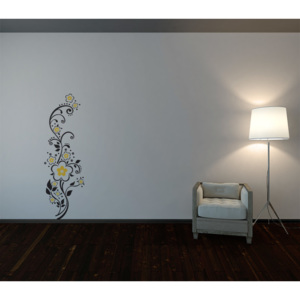 GLIX Květinová dekorace - samolepka na zeď Černá a žlutá 50 x 140 cm