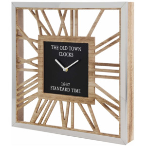 Dřevěné hodiny THE OLD TOWN, nástěnné, 40 x 40 cm