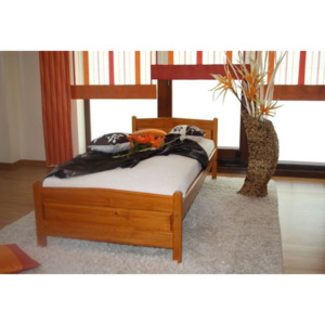 Vyvýšená postel ANGEL + pěnová matrace DE LUX 14 cm + rošt, 90 x 200 cm, olše-lak