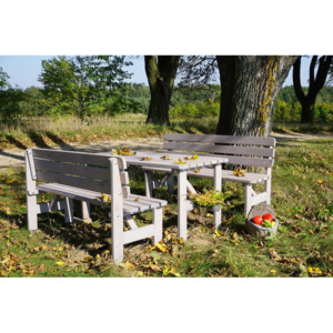 Zahradní dřevěná masivní lavice VIKING šedá - 150 cm - WOOD R54623