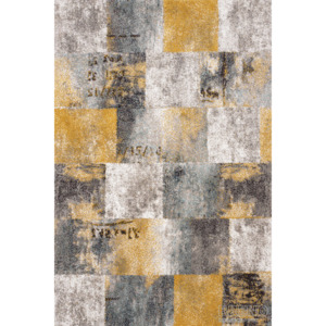 Moderní kusový koberec Vegas 01VYY | šedo-žlutý Typ: 66x110 cm
