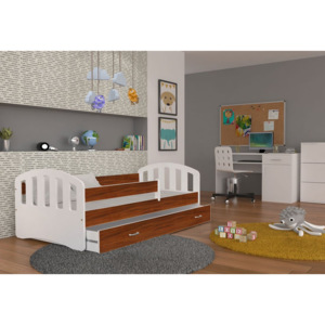 Dětská postel ŠTÍSTKO barevná + matrace + rošt ZDARMA, 180x80, bílá/havana