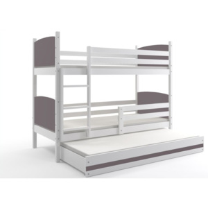 Patrová postel BRENEN 3 + matrace + rošt ZDARMA, 80x160, bílý, grafitová