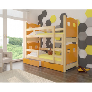Dvoupatrová dětská postel Maraba - oranžová