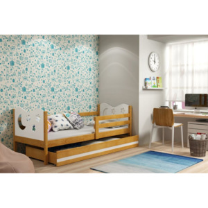 Dětská postel KAMIL + matrace + rošt ZDARMA, 80x190, olše, bílá