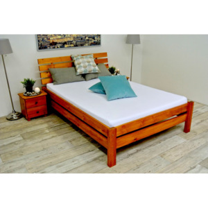 Vyvýšená postel z masivu ANNABEL + matrace + rošt 160 x 200 cm - olše - lak