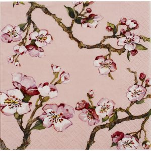 Servírovací papírové ubrousky 20 ks CEDON (Barva - růžové s květy třešně)